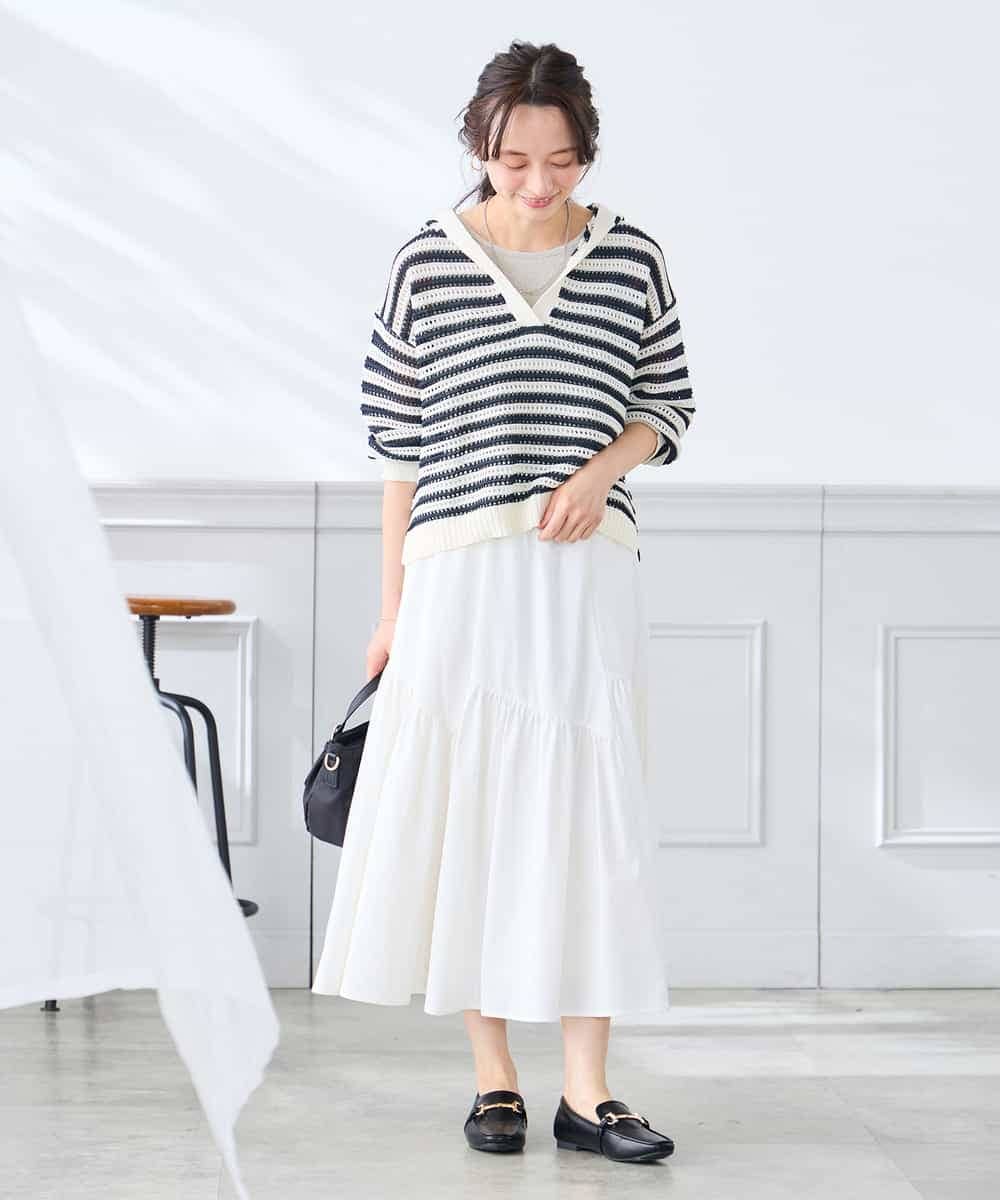 K3FGD31054 a.v.v Elmi(アー・ヴェ・ヴェ) 【低身長サイズ】メッシュフードニットプルオーバー レッド