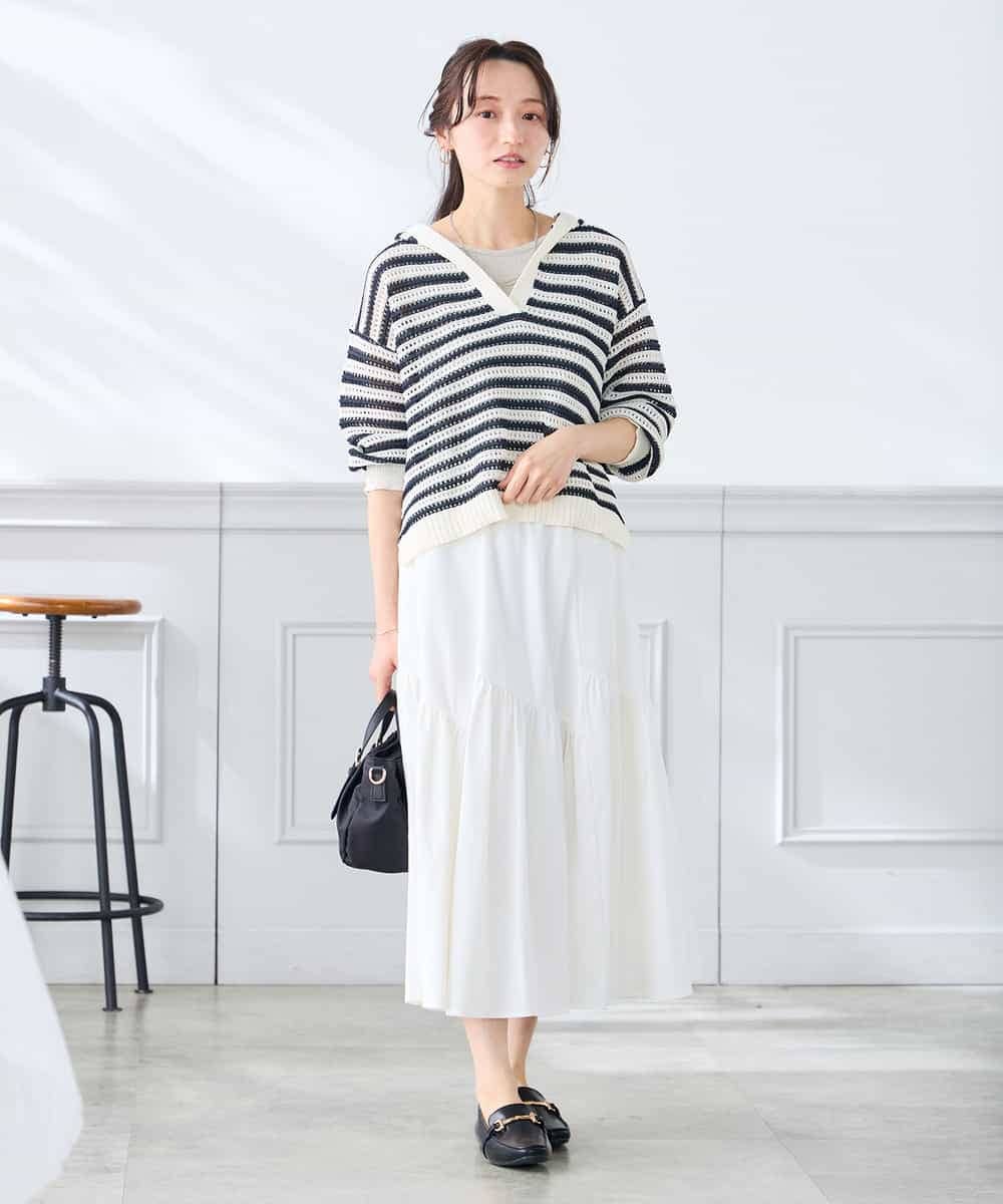 K3FGD31054 a.v.v Elmi(アー・ヴェ・ヴェ) 【低身長サイズ】メッシュフードニットプルオーバー レッド