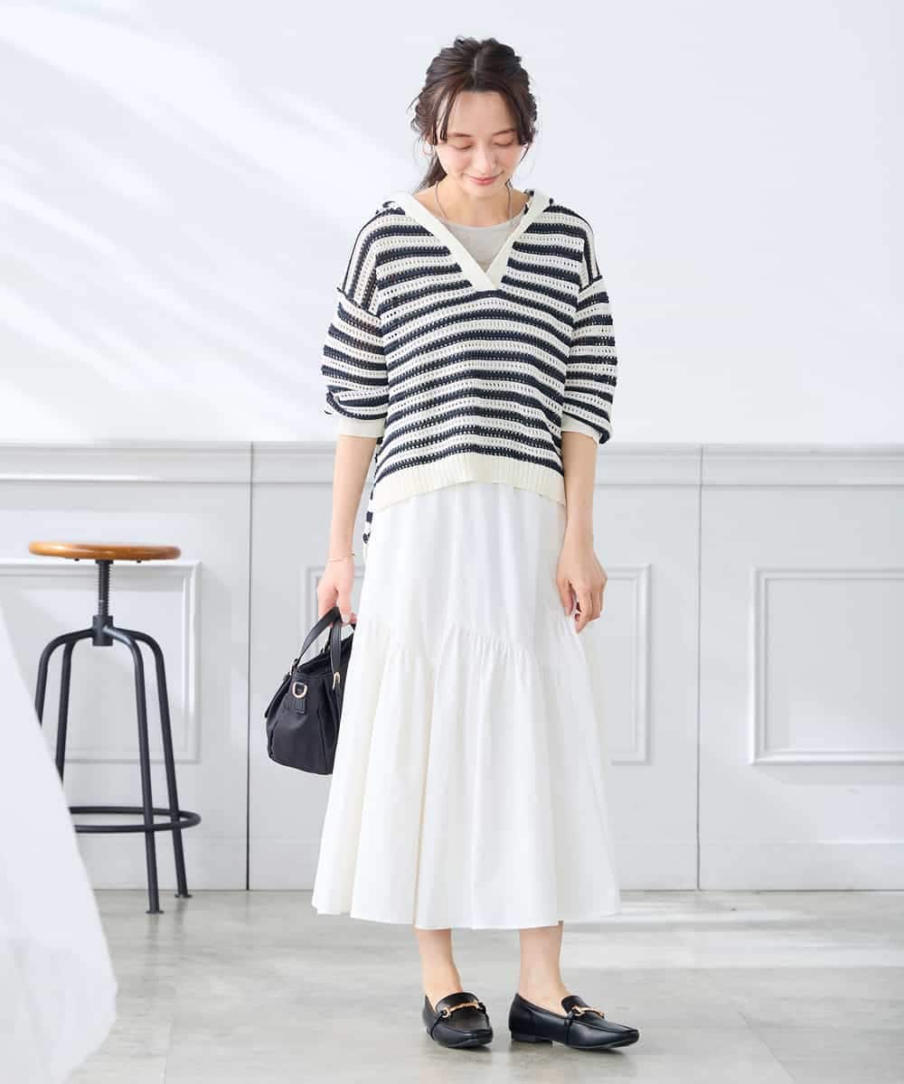 K3FGD31054 a.v.v Elmi(アー・ヴェ・ヴェ) 【低身長サイズ】メッシュフードニットプルオーバー レッド