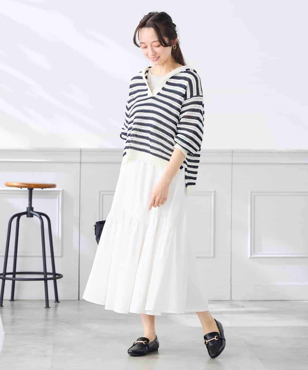 K3FGD31054 a.v.v Elmi(アー・ヴェ・ヴェ) 【低身長サイズ】メッシュフードニットプルオーバー レッド