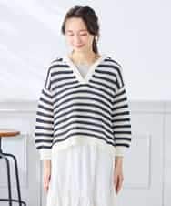 K3FGD31054 a.v.v Elmi(アー・ヴェ・ヴェ) 【低身長サイズ】メッシュフードニットプルオーバー レッド