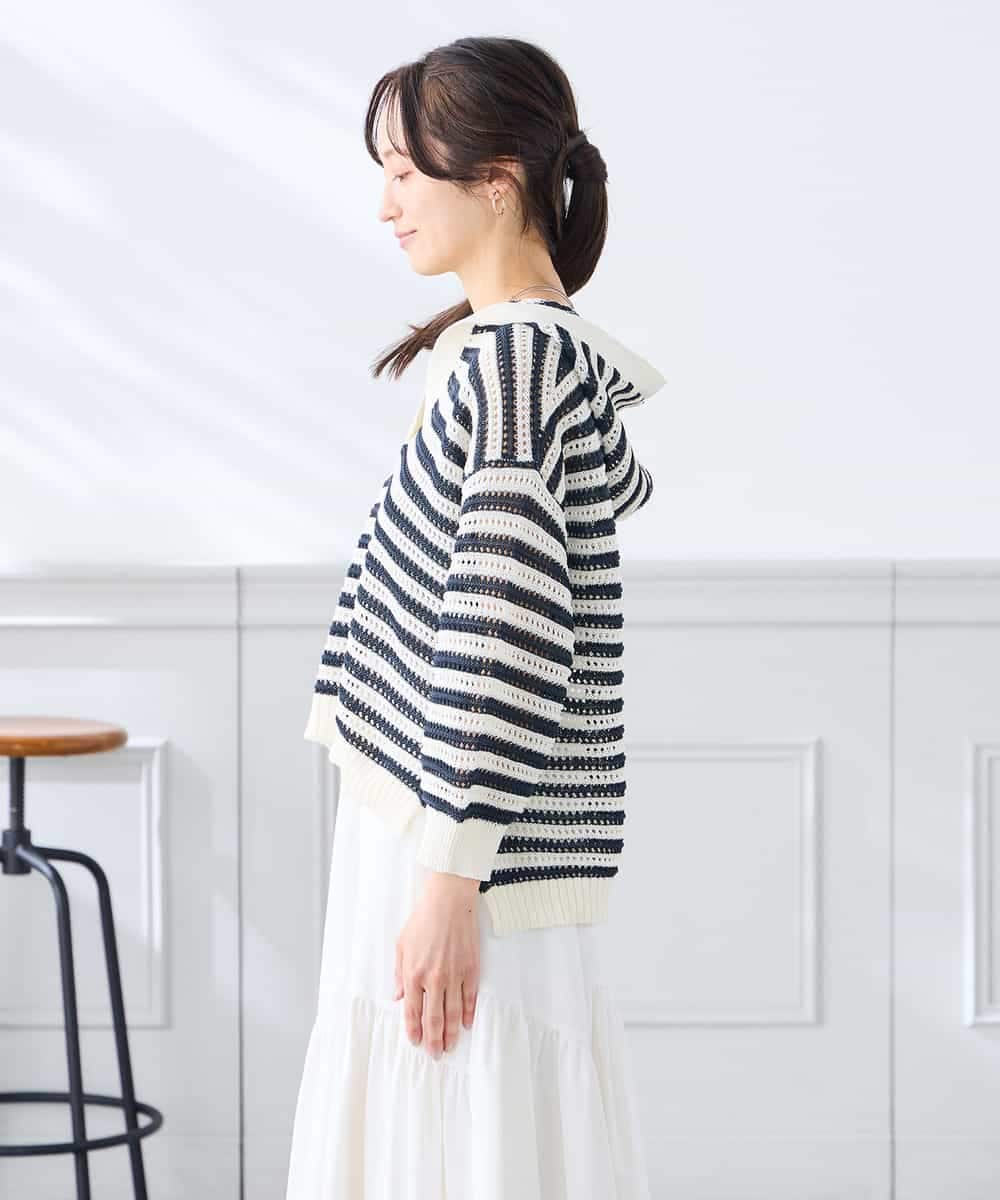 K3FGD31054 a.v.v Elmi(アー・ヴェ・ヴェ) 【低身長サイズ】メッシュフードニットプルオーバー レッド