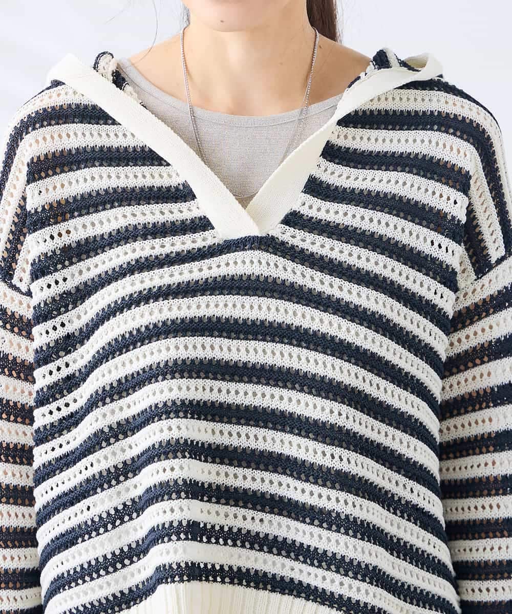 K3FGD31054 a.v.v Elmi(アー・ヴェ・ヴェ) 【低身長サイズ】メッシュフードニットプルオーバー レッド