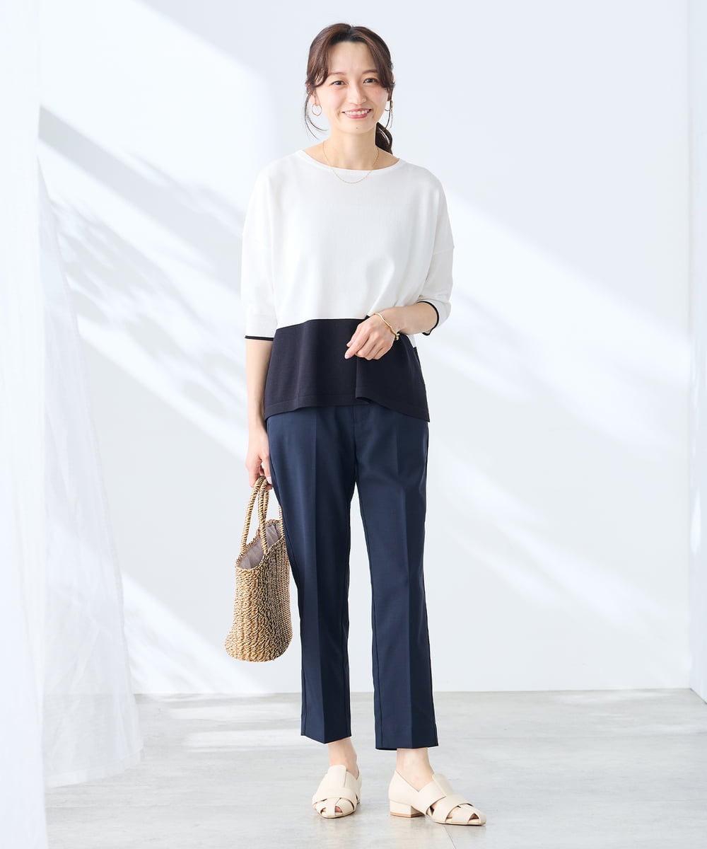 K3FGD33039 a.v.v Elmi(アー・ヴェ・ヴェ) 【低身長サイズ/洗える/UVカット】バイカラーポンチョチュニック グリーン