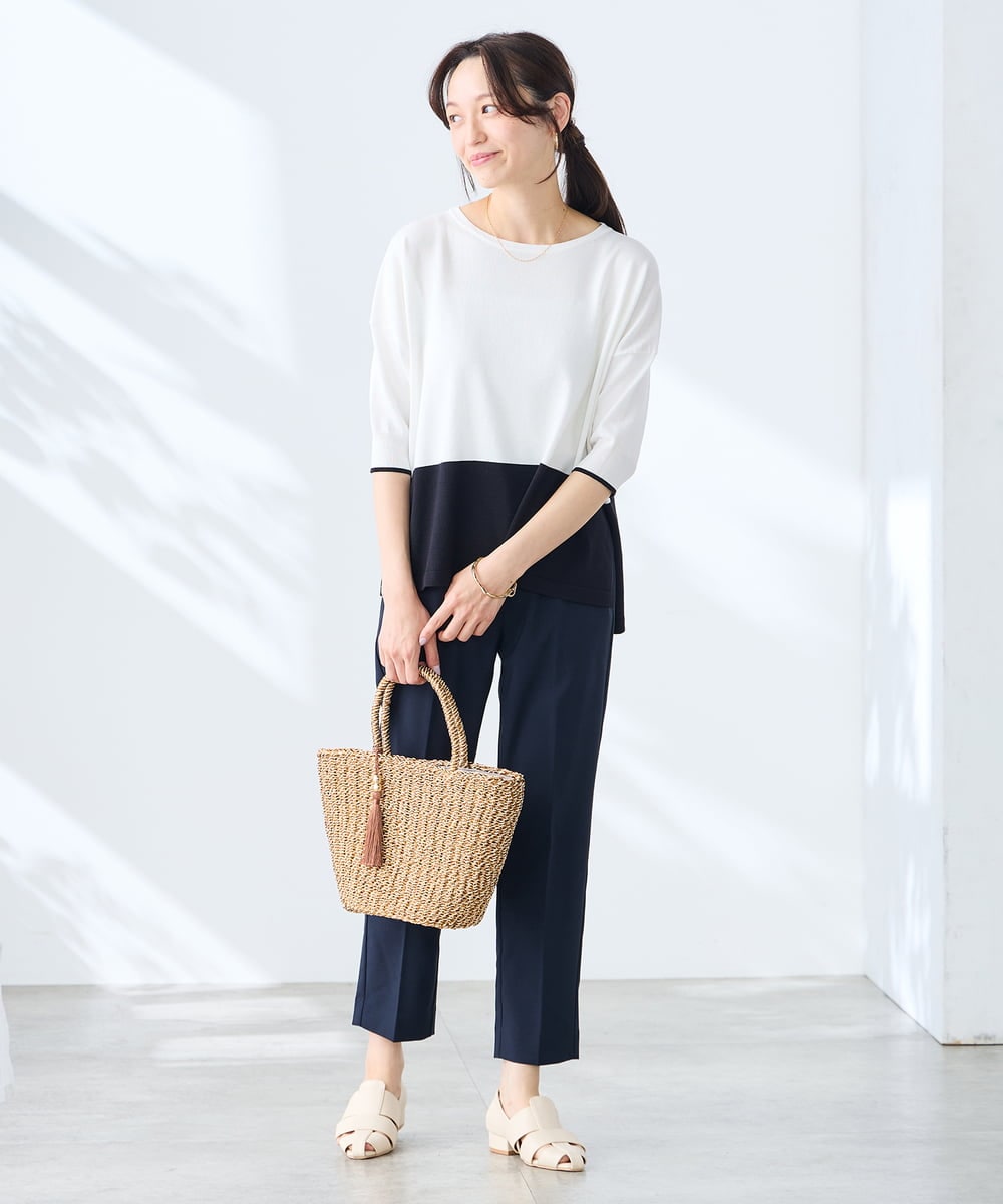 K3FGD33039 a.v.v Elmi(アー・ヴェ・ヴェ) 【低身長サイズ/洗える/UVカット】バイカラーポンチョチュニック グリーン