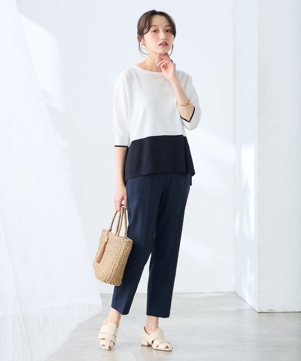 K3FGD33039 a.v.v Elmi(アー・ヴェ・ヴェ) 【低身長サイズ/洗える/UVカット】バイカラーポンチョチュニック グリーン