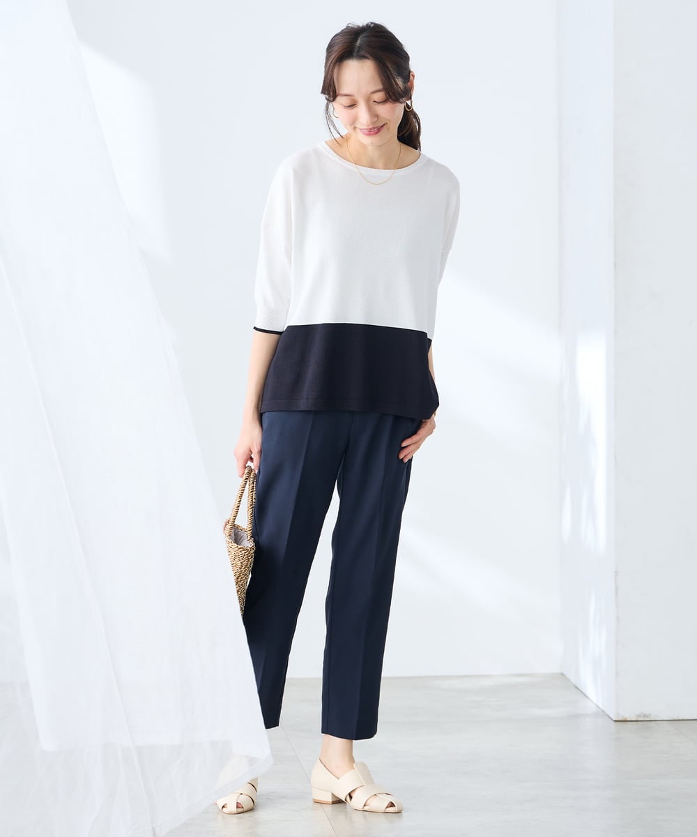 K3FGD33039 a.v.v Elmi(アー・ヴェ・ヴェ) 【低身長サイズ/洗える/UVカット】バイカラーポンチョチュニック グリーン