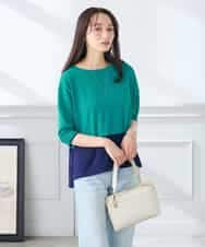 K3FGD33039 a.v.v Elmi(アー・ヴェ・ヴェ) 【低身長サイズ/洗える/UVカット】バイカラーポンチョチュニック グリーン