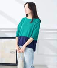 K3FGD33039 a.v.v Elmi(アー・ヴェ・ヴェ) 【低身長サイズ/洗える/UVカット】バイカラーポンチョチュニック グリーン