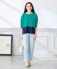 K3FGD33039 a.v.v Elmi(アー・ヴェ・ヴェ) 【低身長サイズ/洗える/UVカット】バイカラーポンチョチュニック グリーン