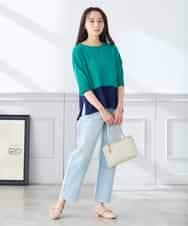 K3FGD33039 a.v.v Elmi(アー・ヴェ・ヴェ) 【低身長サイズ/洗える/UVカット】バイカラーポンチョチュニック グリーン