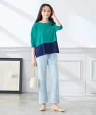 K3FGD33039 a.v.v Elmi(アー・ヴェ・ヴェ) 【低身長サイズ/洗える/UVカット】バイカラーポンチョチュニック グリーン