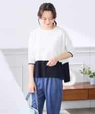 K3FGD33039 a.v.v Elmi(アー・ヴェ・ヴェ) 【低身長サイズ/洗える/UVカット】バイカラーポンチョチュニック グリーン