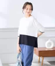 K3FGD33039 a.v.v Elmi(アー・ヴェ・ヴェ) 【低身長サイズ/洗える/UVカット】バイカラーポンチョチュニック グリーン