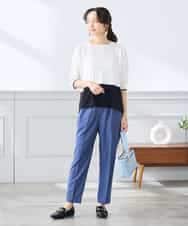 K3FGD33039 a.v.v Elmi(アー・ヴェ・ヴェ) 【低身長サイズ/洗える/UVカット】バイカラーポンチョチュニック グリーン