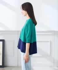 K3FGD33039 a.v.v Elmi(アー・ヴェ・ヴェ) 【低身長サイズ/洗える/UVカット】バイカラーポンチョチュニック グリーン