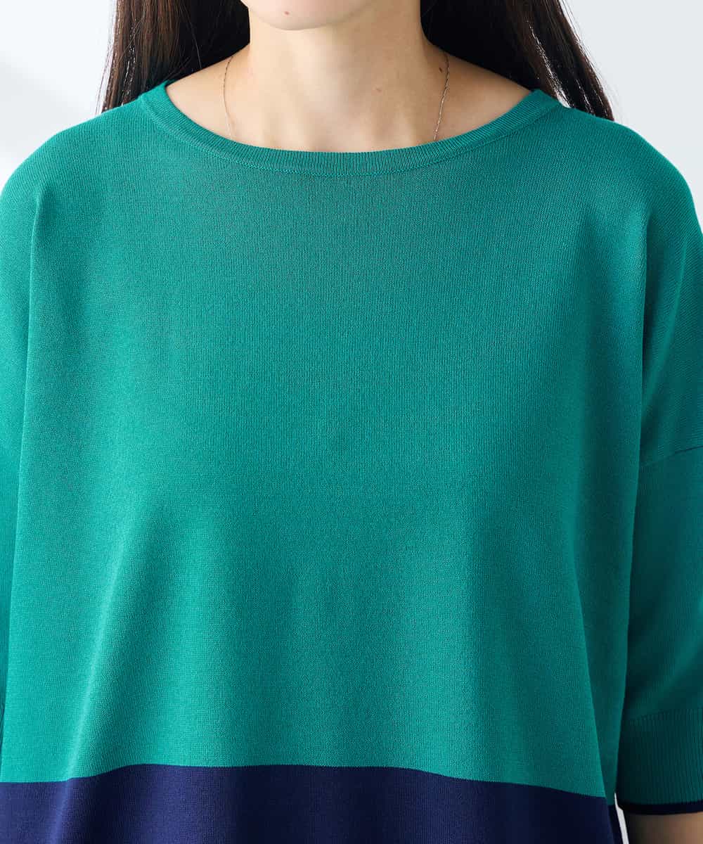 K3FGD33039 a.v.v Elmi(アー・ヴェ・ヴェ) 【低身長サイズ/洗える/UVカット】バイカラーポンチョチュニック グリーン