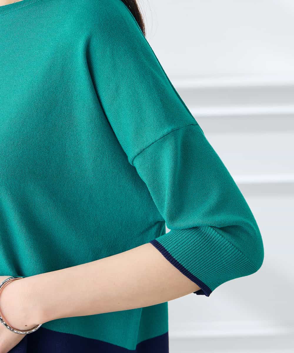 K3FGD33039 a.v.v Elmi(アー・ヴェ・ヴェ) 【低身長サイズ/洗える/UVカット】バイカラーポンチョチュニック グリーン