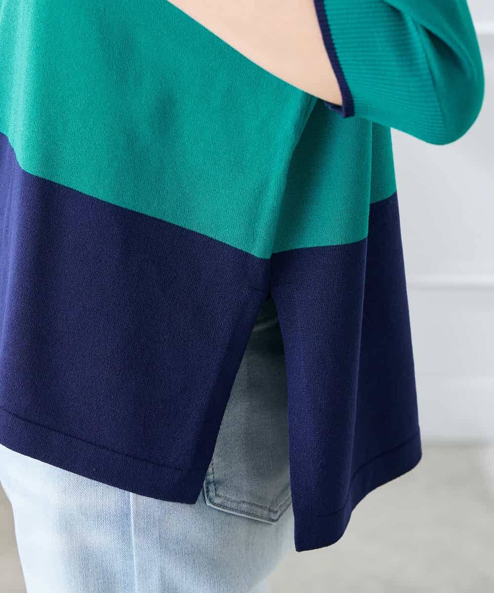 K3FGD33039 a.v.v Elmi(アー・ヴェ・ヴェ) 【低身長サイズ/洗える/UVカット】バイカラーポンチョチュニック グリーン