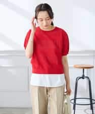 K3FGD34049 a.v.v Elmi(アー・ヴェ・ヴェ) 【低身長サイズ】ラメッシュボーダープルオーバー レッド