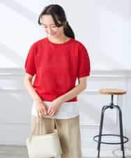 K3FGD34049 a.v.v Elmi(アー・ヴェ・ヴェ) 【低身長サイズ】ラメッシュボーダープルオーバー レッド