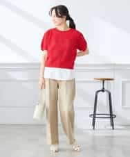 K3FGD34049 a.v.v Elmi(アー・ヴェ・ヴェ) 【低身長サイズ】ラメッシュボーダープルオーバー レッド