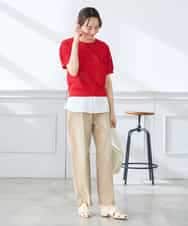 K3FGD34049 a.v.v Elmi(アー・ヴェ・ヴェ) 【低身長サイズ】ラメッシュボーダープルオーバー レッド