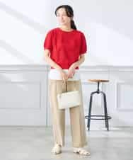 K3FGD34049 a.v.v Elmi(アー・ヴェ・ヴェ) 【低身長サイズ】ラメッシュボーダープルオーバー レッド