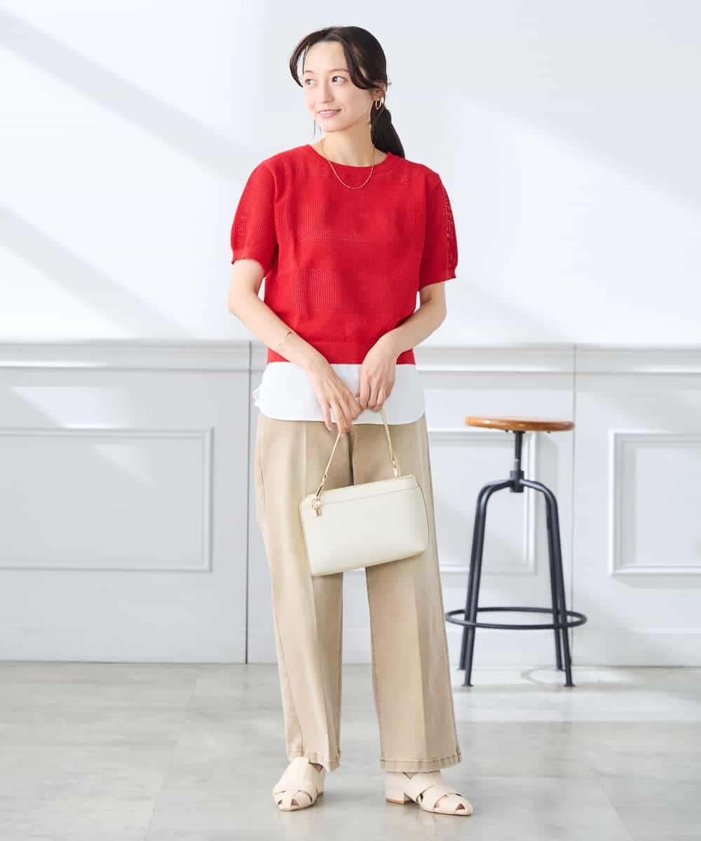 K3FGD34049 a.v.v Elmi(アー・ヴェ・ヴェ) 【低身長サイズ】ラメッシュボーダープルオーバー レッド