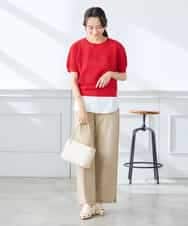 K3FGD34049 a.v.v Elmi(アー・ヴェ・ヴェ) 【低身長サイズ】ラメッシュボーダープルオーバー レッド