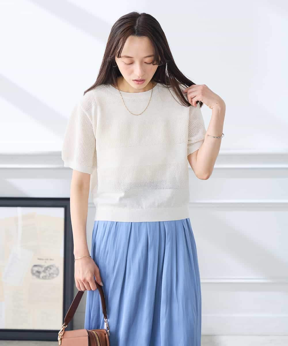 K3FGD34049 a.v.v Elmi(アー・ヴェ・ヴェ) 【低身長サイズ】ラメッシュボーダープルオーバー レッド