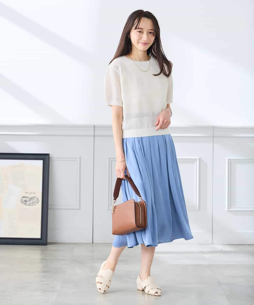 K3FGD34049 a.v.v Elmi(アー・ヴェ・ヴェ) 【低身長サイズ】ラメッシュボーダープルオーバー レッド