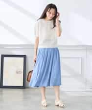 K3FGD34049 a.v.v Elmi(アー・ヴェ・ヴェ) 【低身長サイズ】ラメッシュボーダープルオーバー レッド