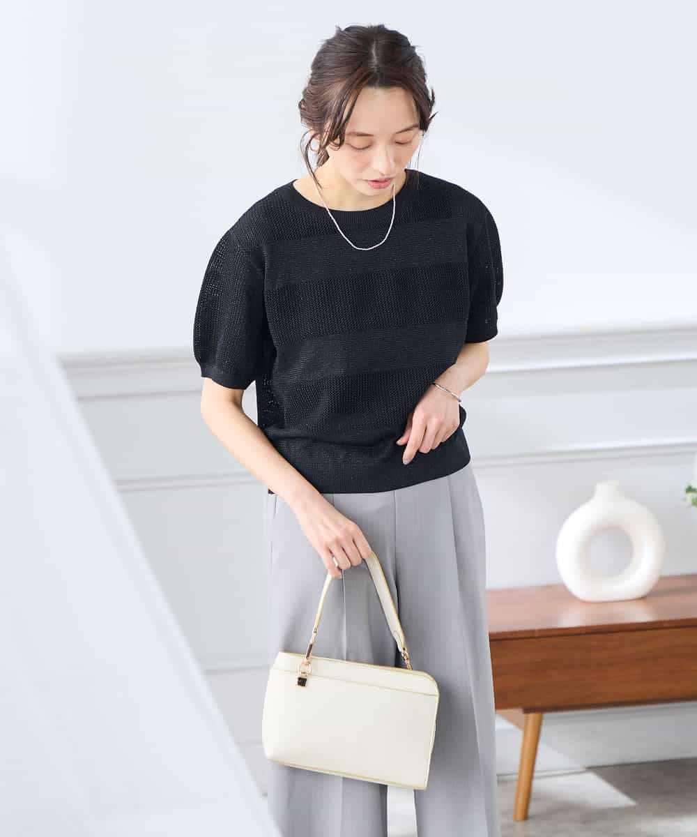 K3FGD34049 a.v.v Elmi(アー・ヴェ・ヴェ) 【低身長サイズ】ラメッシュボーダープルオーバー レッド