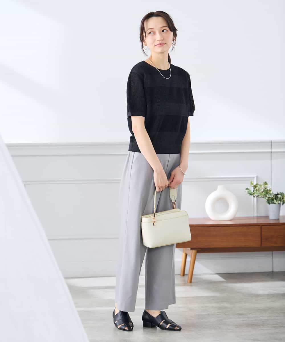 K3FGD34049 a.v.v Elmi(アー・ヴェ・ヴェ) 【低身長サイズ】ラメッシュボーダープルオーバー レッド