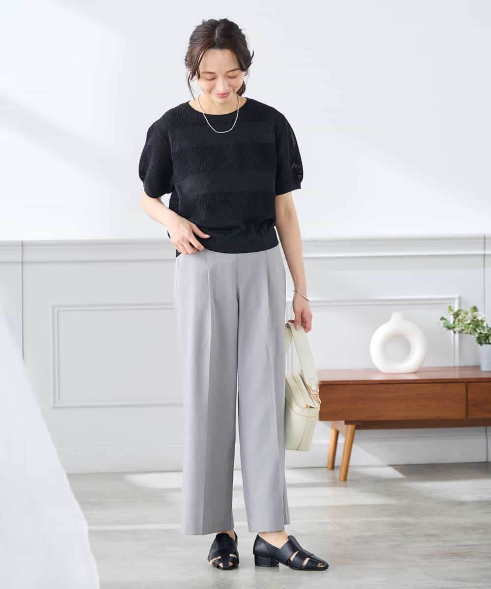 K3FGD34049 a.v.v Elmi(アー・ヴェ・ヴェ) 【低身長サイズ】ラメッシュボーダープルオーバー レッド