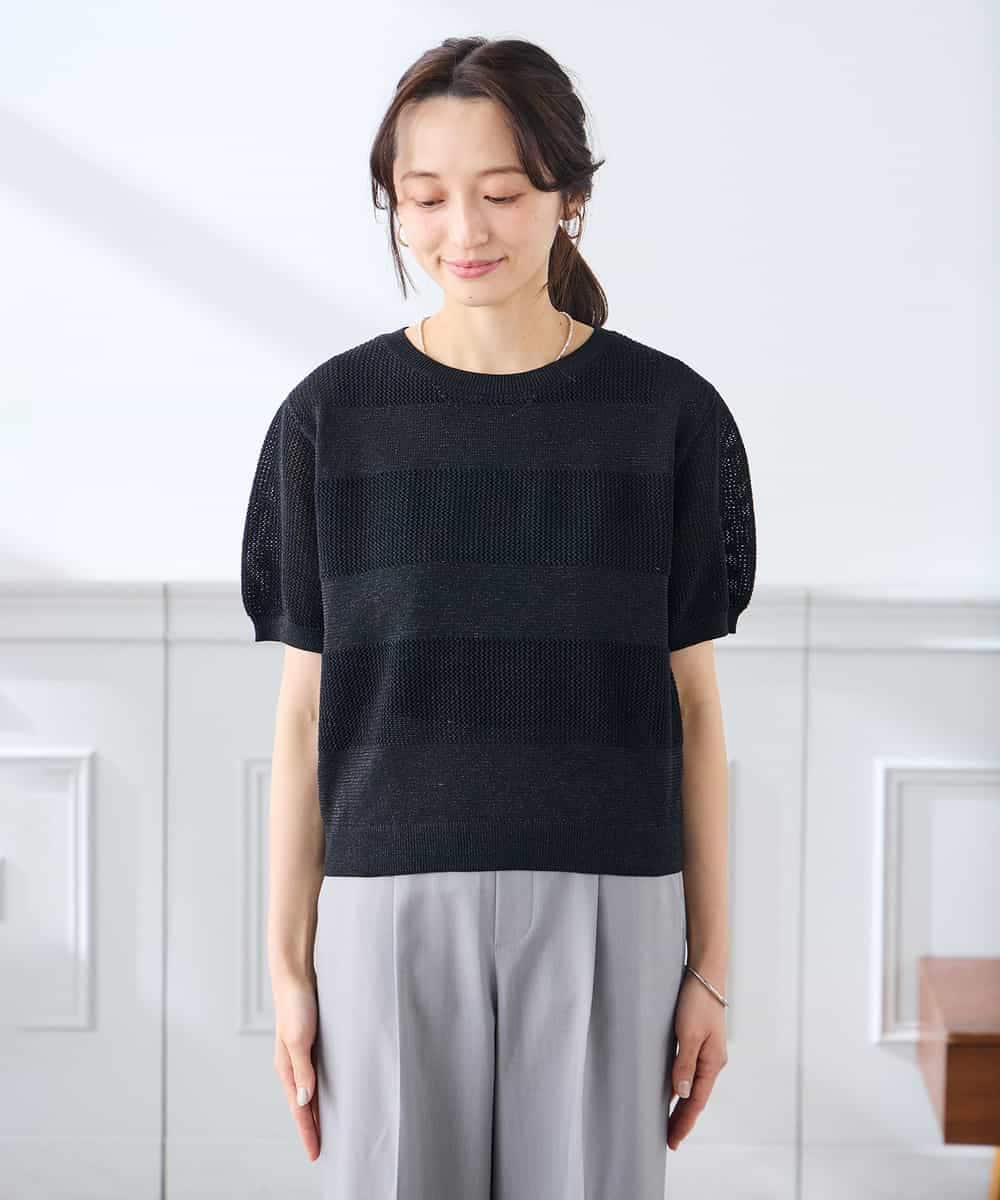 K3FGD34049 a.v.v Elmi(アー・ヴェ・ヴェ) 【低身長サイズ】ラメッシュボーダープルオーバー レッド