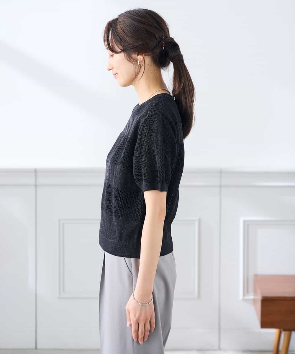 K3FGD34049 a.v.v Elmi(アー・ヴェ・ヴェ) 【低身長サイズ】ラメッシュボーダープルオーバー レッド