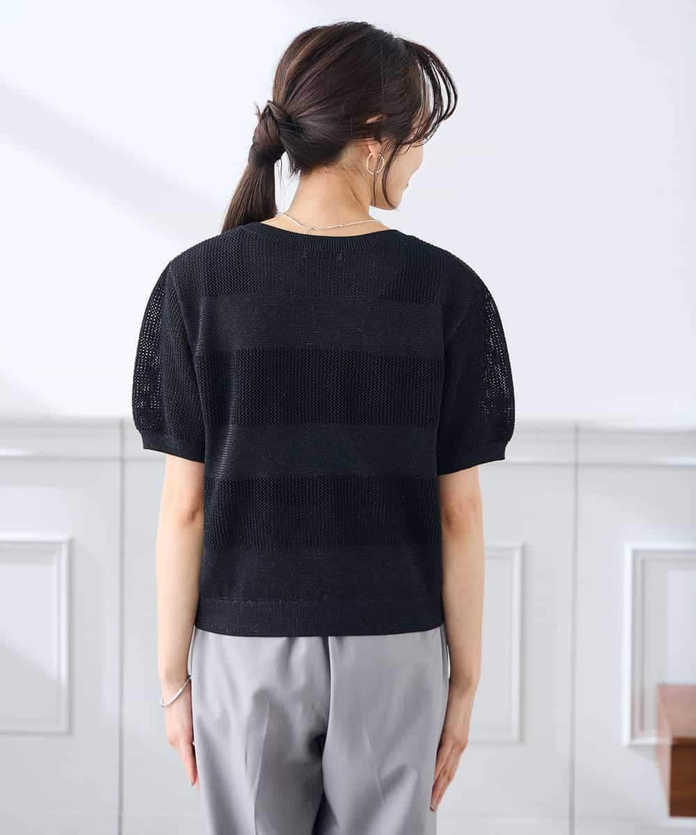 K3FGD34049 a.v.v Elmi(アー・ヴェ・ヴェ) 【低身長サイズ】ラメッシュボーダープルオーバー レッド