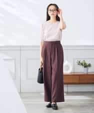 K3FGD59039 a.v.v Elmi(アー・ヴェ・ヴェ) 【低身長サイズ】ハーフスリーブVネックサマーニット【洗える/接触冷感/UVカット】 レッド