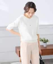 K3FGD59039 a.v.v Elmi(アー・ヴェ・ヴェ) 【低身長サイズ】ハーフスリーブVネックサマーニット【洗える/接触冷感/UVカット】 レッド