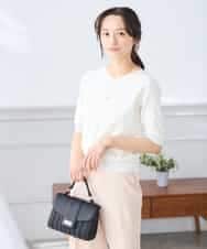 K3FGD59039 a.v.v Elmi(アー・ヴェ・ヴェ) 【低身長サイズ】ハーフスリーブVネックサマーニット【洗える/接触冷感/UVカット】 レッド