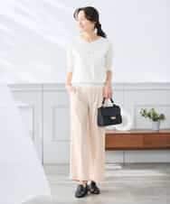 K3FGD59039 a.v.v Elmi(アー・ヴェ・ヴェ) 【低身長サイズ】ハーフスリーブVネックサマーニット【洗える/接触冷感/UVカット】 レッド