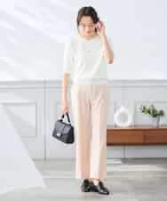 K3FGD59039 a.v.v Elmi(アー・ヴェ・ヴェ) 【低身長サイズ】ハーフスリーブVネックサマーニット【洗える/接触冷感/UVカット】 レッド