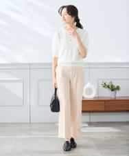 K3FGD59039 a.v.v Elmi(アー・ヴェ・ヴェ) 【低身長サイズ】ハーフスリーブVネックサマーニット【洗える/接触冷感/UVカット】 レッド