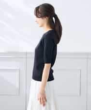 K3FGD59039 a.v.v Elmi(アー・ヴェ・ヴェ) 【低身長サイズ】ハーフスリーブVネックサマーニット【洗える/接触冷感/UVカット】 レッド