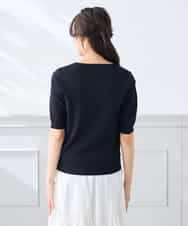 K3FGD59039 a.v.v Elmi(アー・ヴェ・ヴェ) 【低身長サイズ】ハーフスリーブVネックサマーニット【洗える/接触冷感/UVカット】 レッド