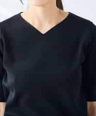 K3FGD59039 a.v.v Elmi(アー・ヴェ・ヴェ) 【低身長サイズ】ハーフスリーブVネックサマーニット【洗える/接触冷感/UVカット】 レッド