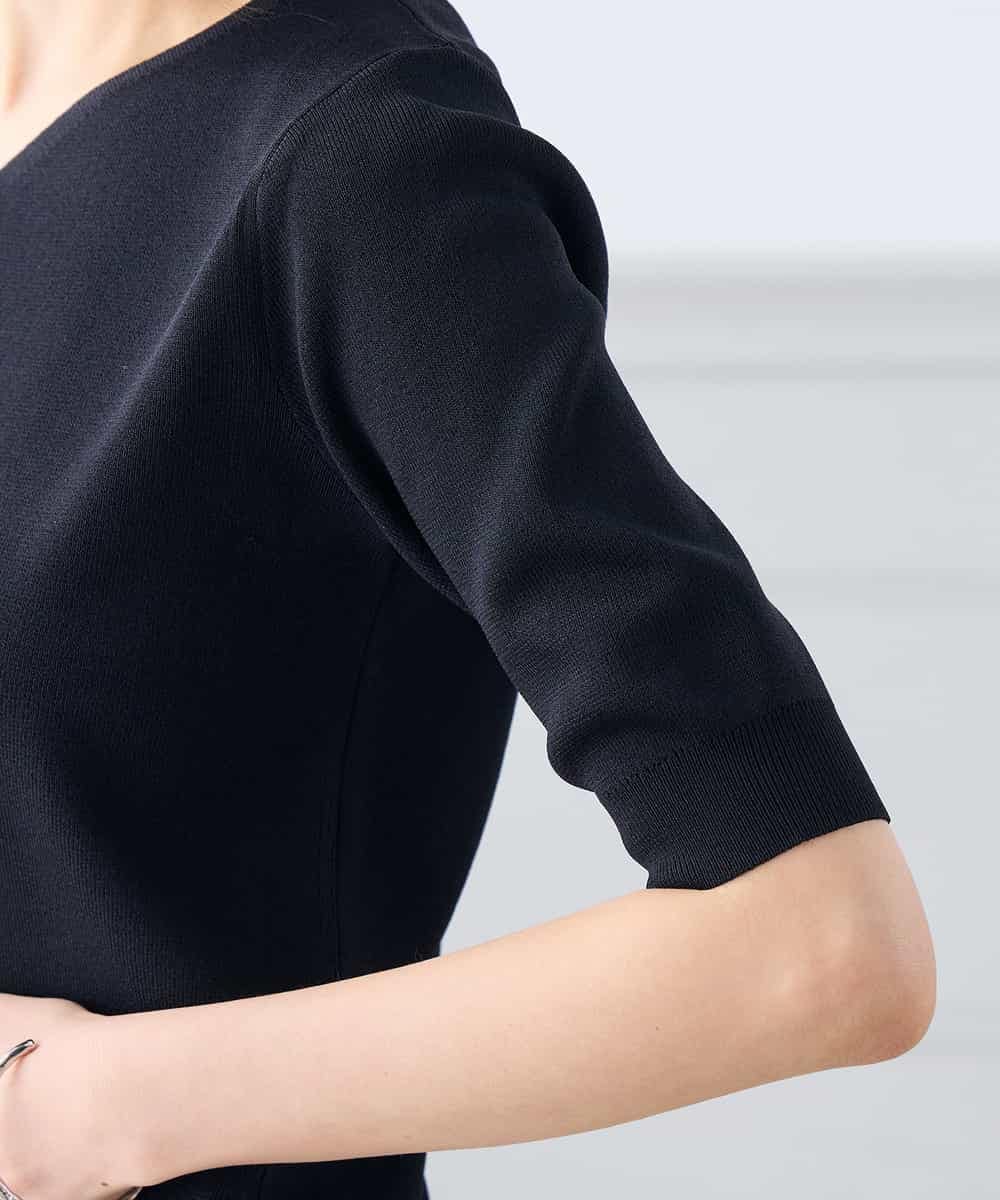 K3FGD59039 a.v.v Elmi(アー・ヴェ・ヴェ) 【低身長サイズ】ハーフスリーブVネックサマーニット【洗える/接触冷感/UVカット】 レッド