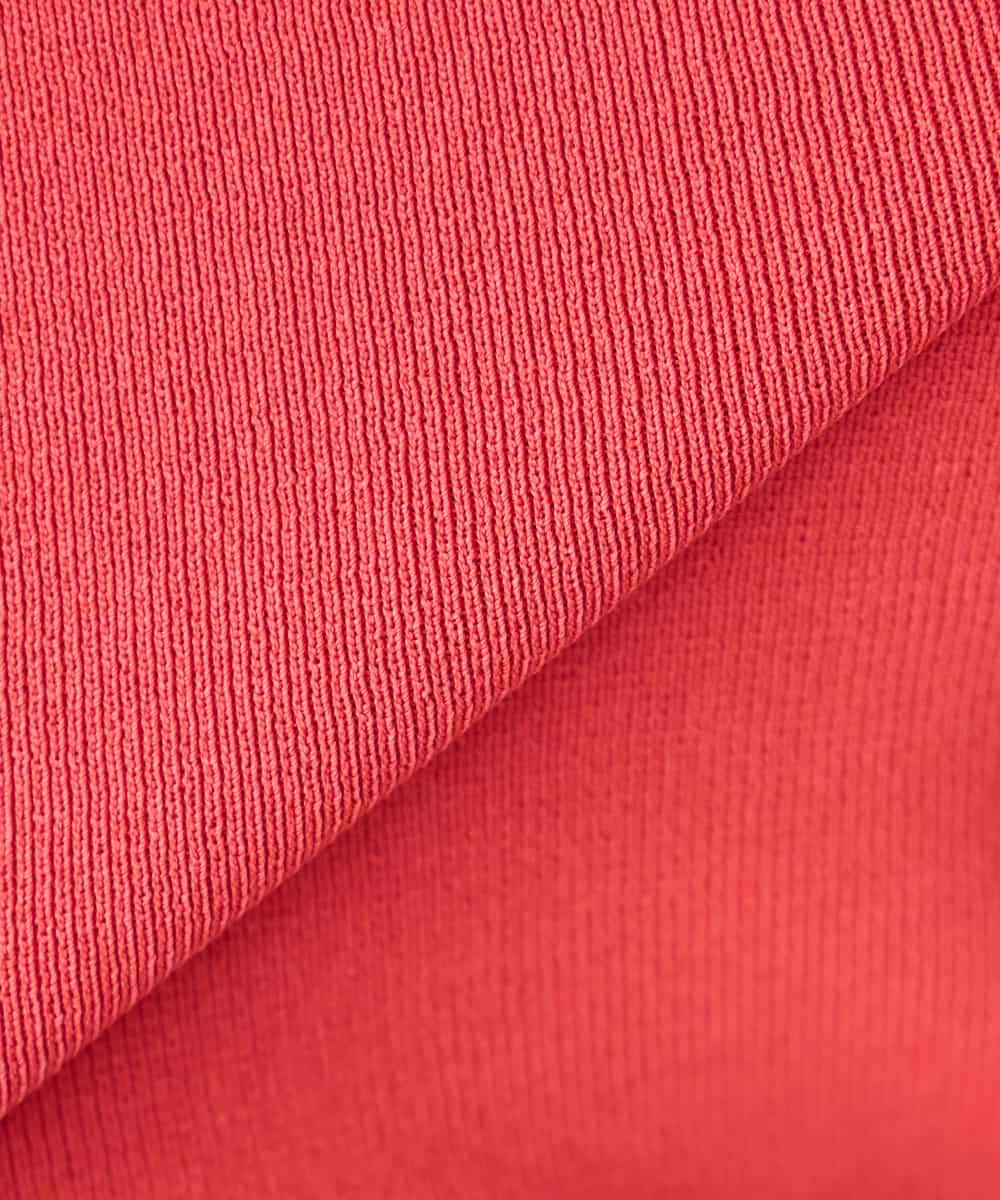 K3FGD59039 a.v.v Elmi(アー・ヴェ・ヴェ) 【低身長サイズ】ハーフスリーブVネックサマーニット【洗える/接触冷感/UVカット】 レッド